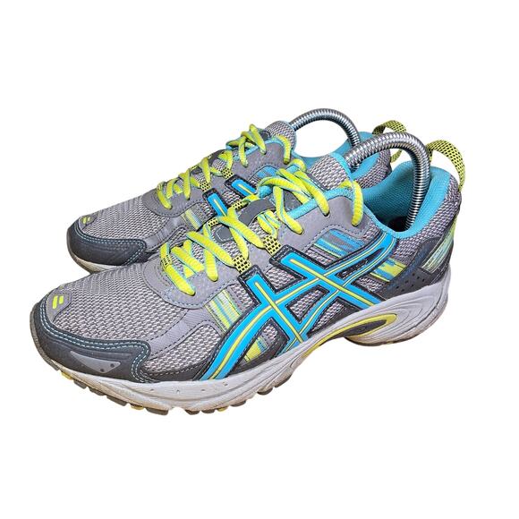 Asics Women's GEL-Venture 5 Trail Running Shoe Silver Blue Yellow Size 9 - Picture 1 of 7